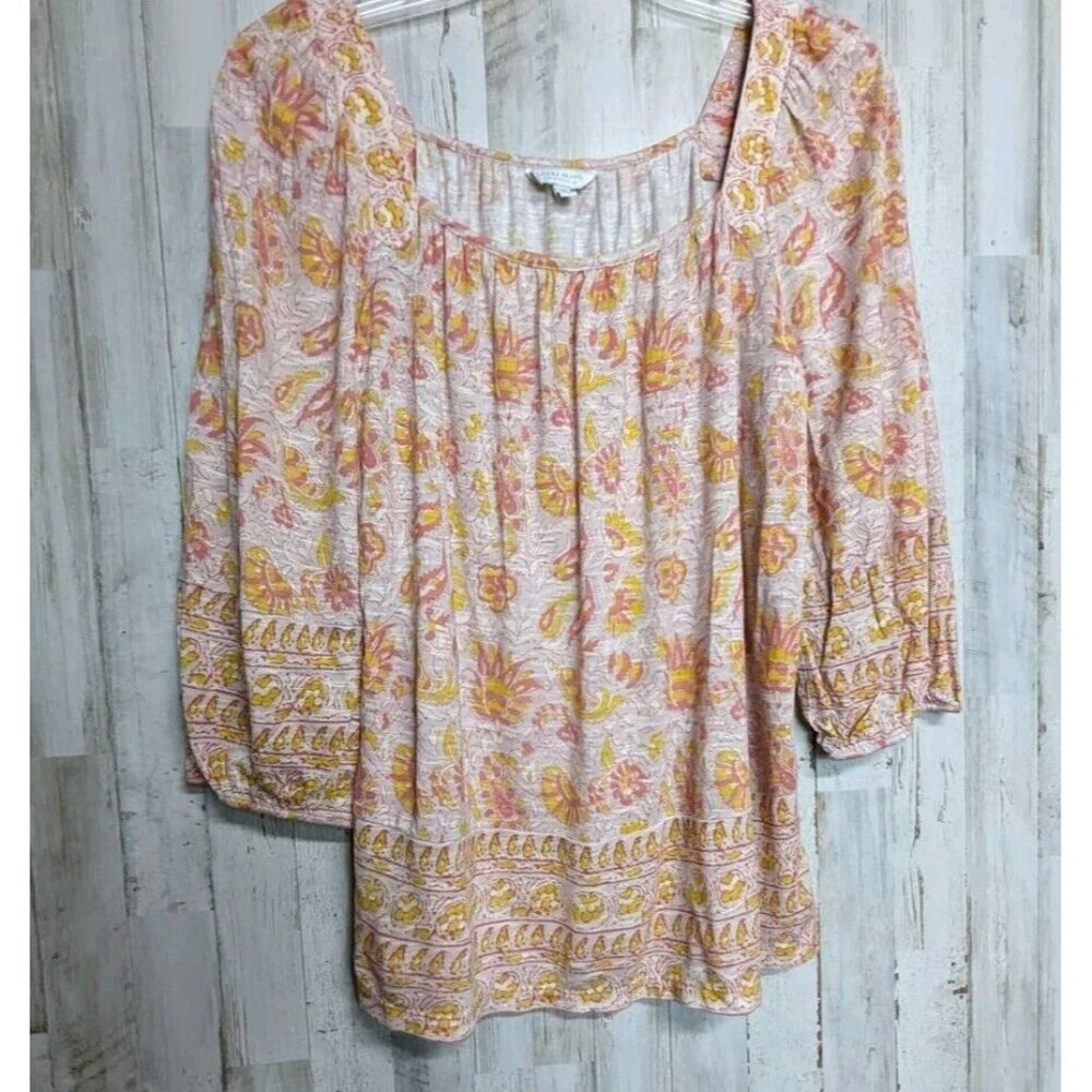 Lucky Brand Peasant Top Women's Small 3/4 Sleeves - Picture 2 of 12